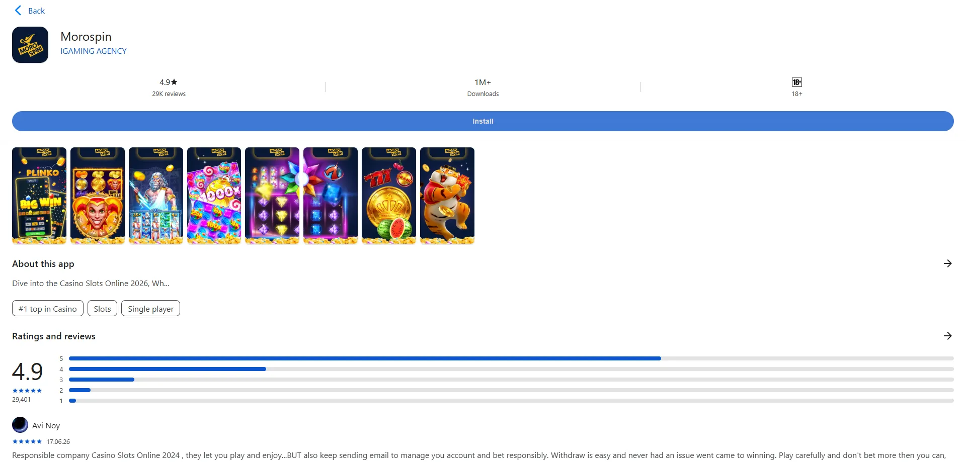 App mobile Morospin Casino — gioca su smartphone e tablet