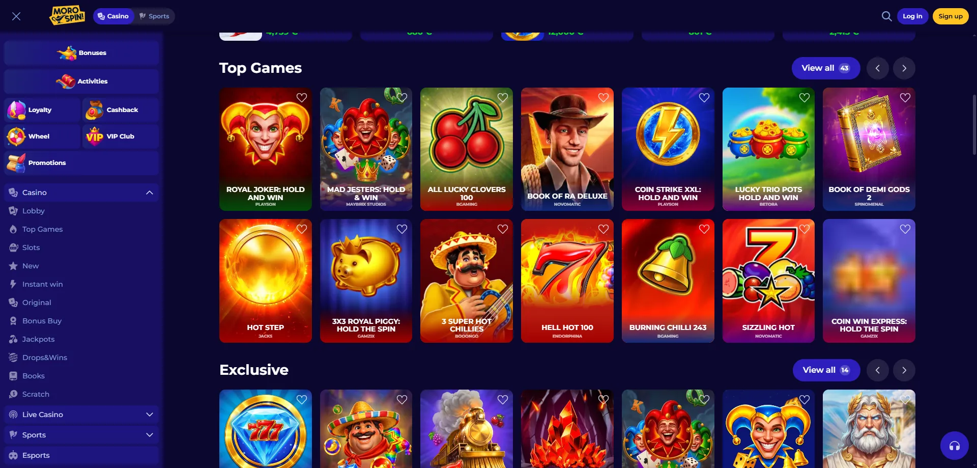 Slot online su Morospin Casino — migliori giochi e jackpot